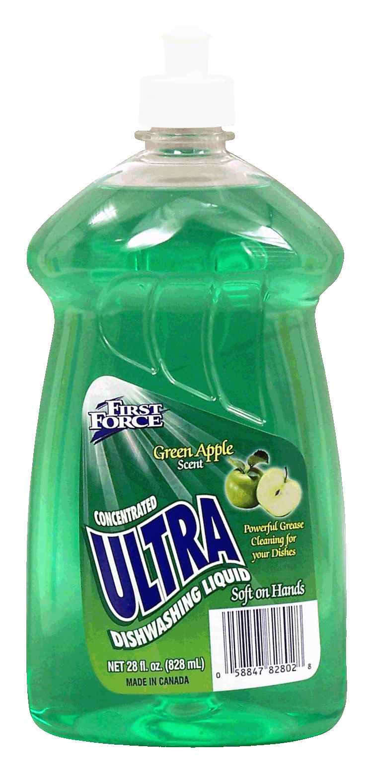 First Force Ultra concentrated dishwashing liquid, green apple scent Full-Size Picture